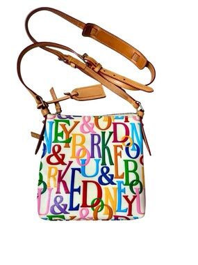 Dooney & Bourke Grafica letter carrier Crossbody bag, colorful vibrant graffiti